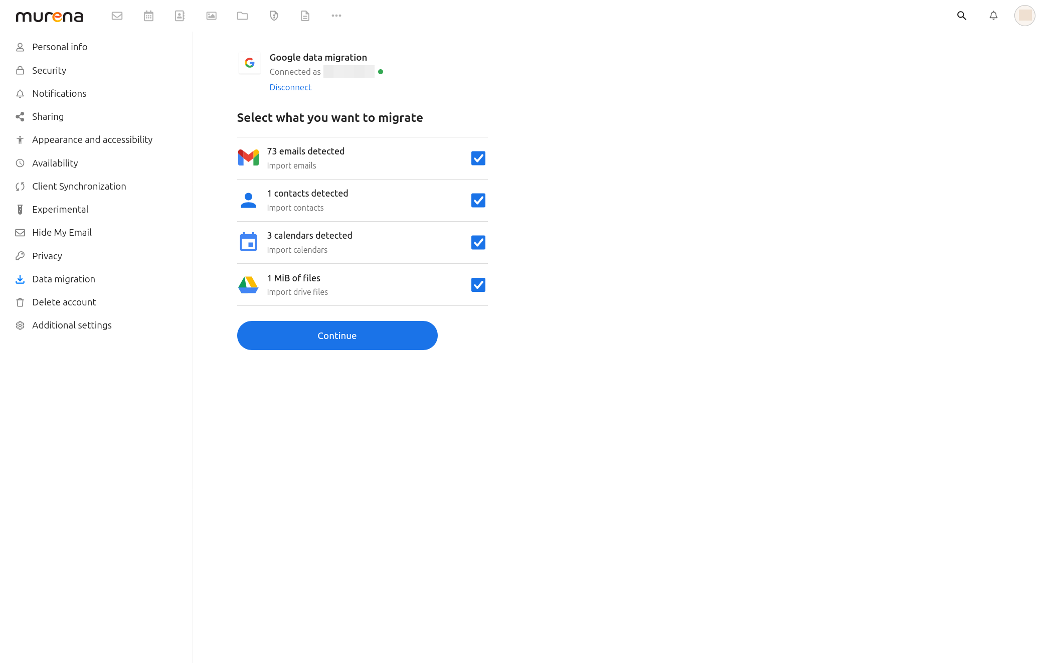 Selected Google data types