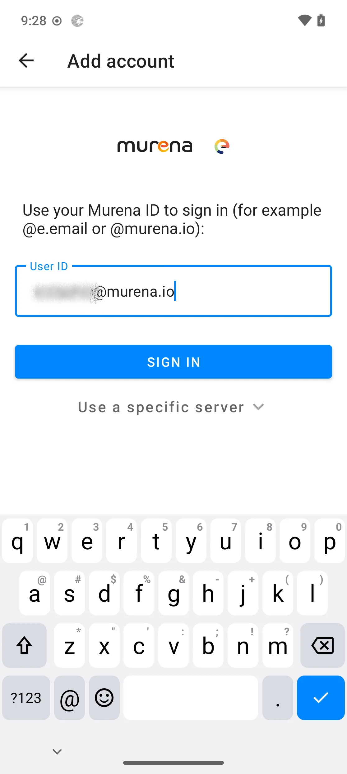 Enter your Murena ID