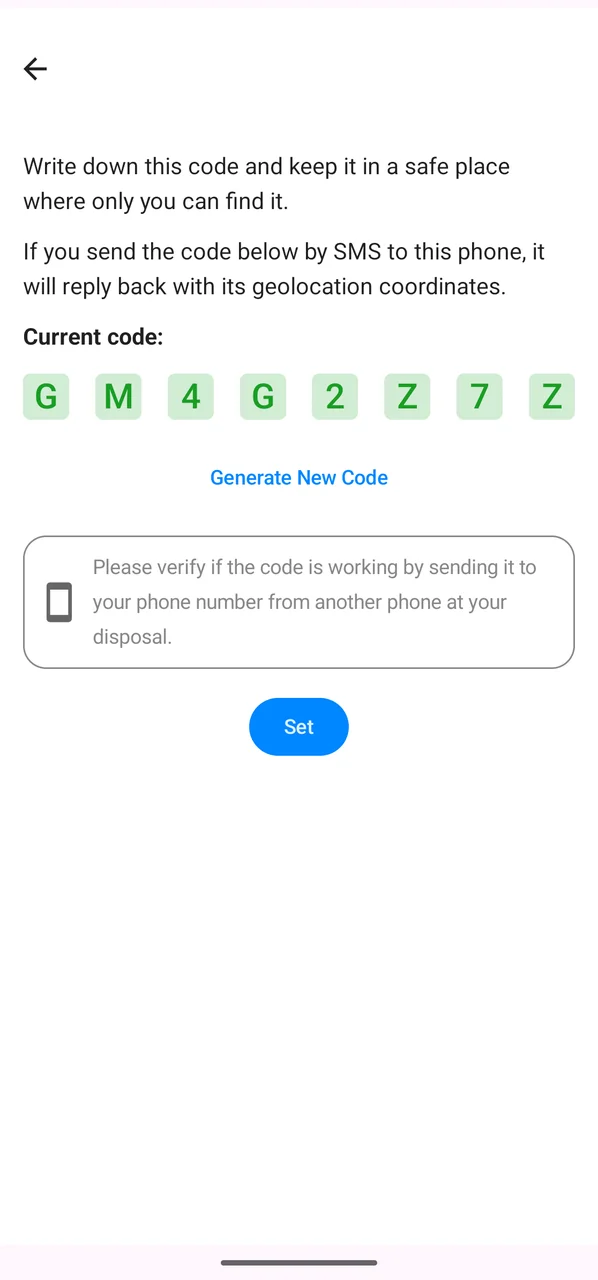 The generated secret code, ready to be set