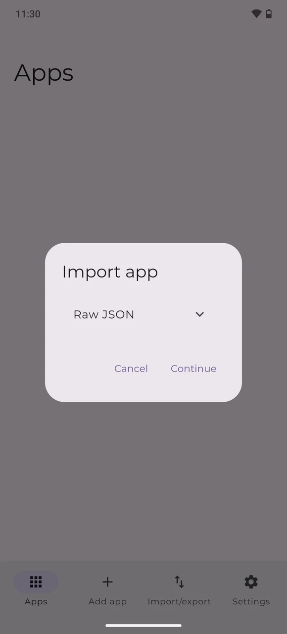 Obtainium import app dialog