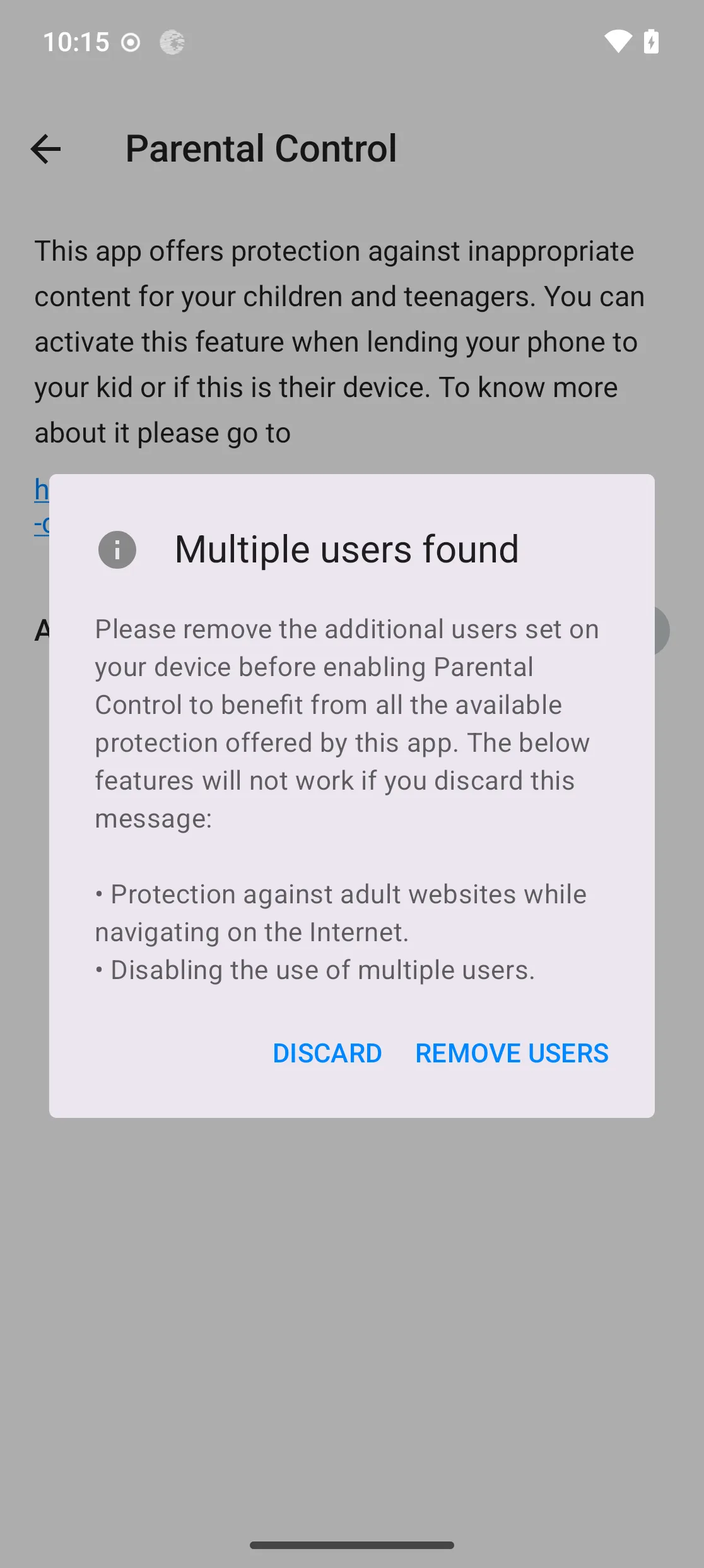Multiple users warning