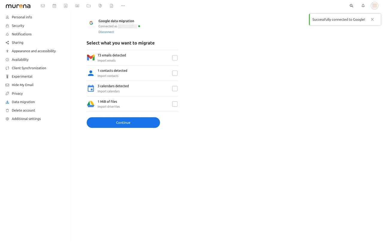 Detected Google data types